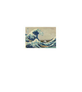 Great Wave of Kanagawa mască model alb pe tricou