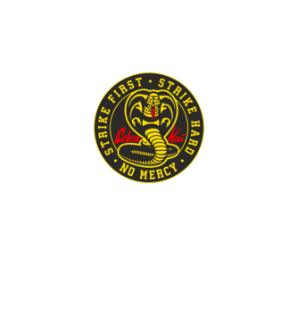 Strike first strike hard cobra kai model negru pe tricou