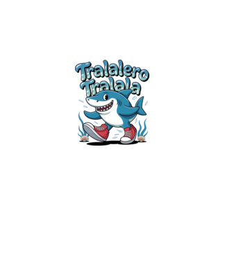 Tralalero Tralala drăguț model negru pe tricou