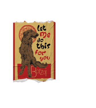 BORZOI retro poster chat noir poster texture model negru pe tricou