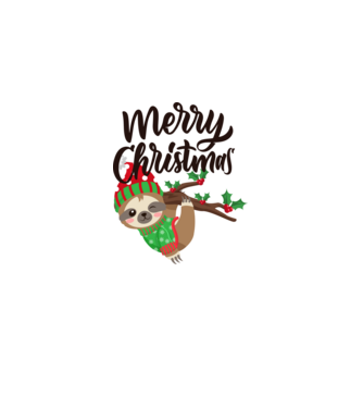 Merry christmas sloth model alb pe tricou