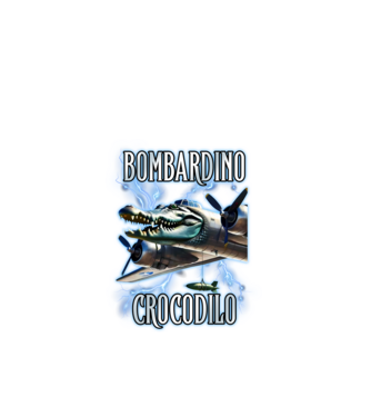 Bombardino Crocodilo model negru pe tricou