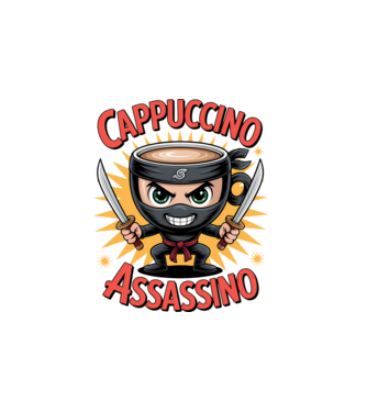 Cappuccino Assasino model alb pe tricou