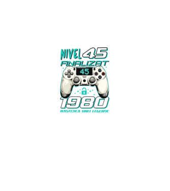 Nivel finalizat 45 1980 model negru pe tricou