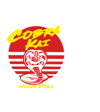 cobra kai sunset logo model negru pe tricou