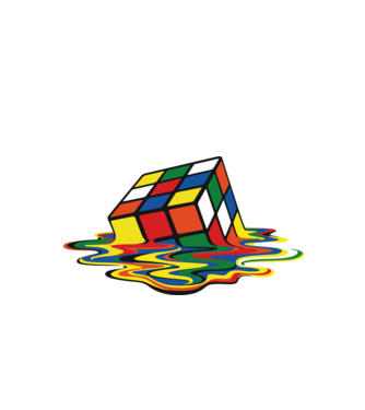 Melting Rubik model negru pe tricou