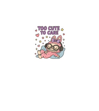 Too cute to care model negru pe tricou