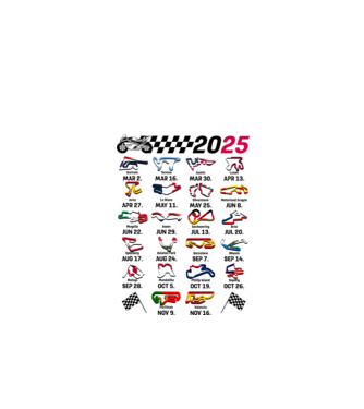 MOTOGP 25 CALENDAR alb model alb pe tricou