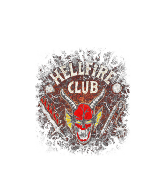 hellfire club stranger things model alb pe tricou