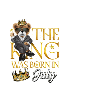 The king was born int JULY model negru pe tricou