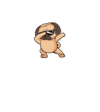 Mops DAB model gri pe tricou