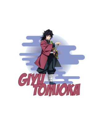 Demon Slayer Giyu model alb pe tricou