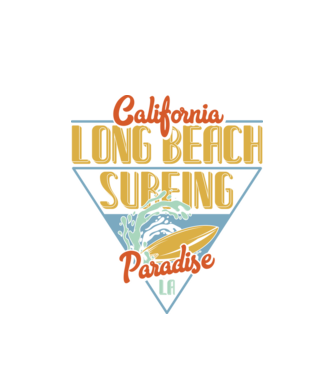 Long Beach model alb pe tricou
