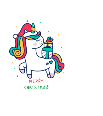 merry christmas unicorn model negru pe tricou