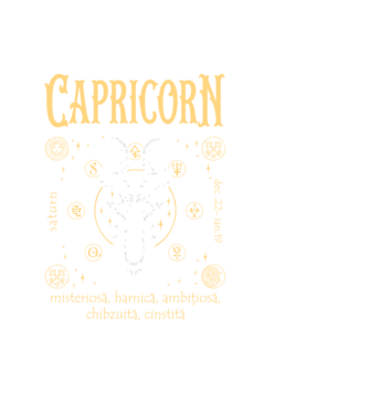 Zodiac femeie CAPRICORN golden model negru pe tricou