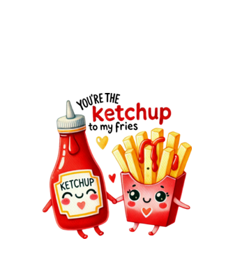 Ketchup to my Fries model alb pe tricou