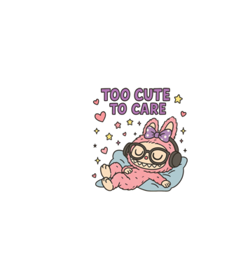 Too cute to care model negru pe tricou