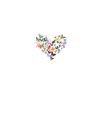 Butterfly Heart model alb pe tricou
