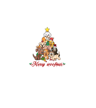 Merry woofmas model negru pe tricou