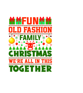 fun old fashion family christmas model negru pe tricou