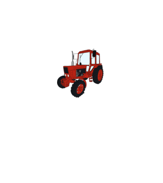 TRACTOR model alb pe tricou