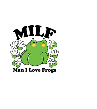 MILF man i love frogs model alb pe tricou