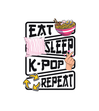 K-POP EAT SLEEP model alb pe tricou