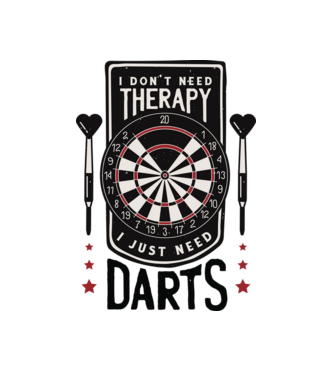 Darts Therapy model alb pe tricou