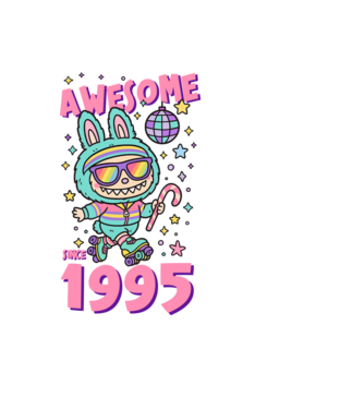 Awesome since 1995 - Labubu model negru pe tricou