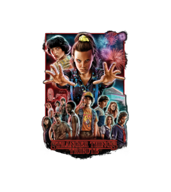 stranger things tribute poster model alb pe tricou
