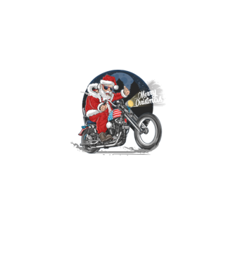 Santa Motocicletă Merry Christmas model albastru jeanși pe tricou