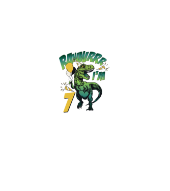 'Birthday Dinosaur rawww i''m 7' model alb pe tricou