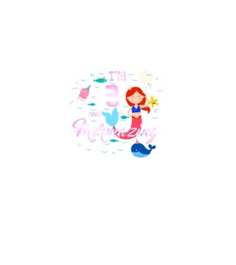 Mermazing Birthday 3 model negru pe tricou