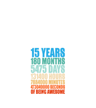 15 years of being awesome model negru pe tricou