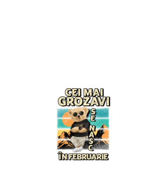 RETRO teddy FEBRUARIE model alb pe tricou