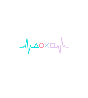 Playstation Symbols EKG model negru pe tricou