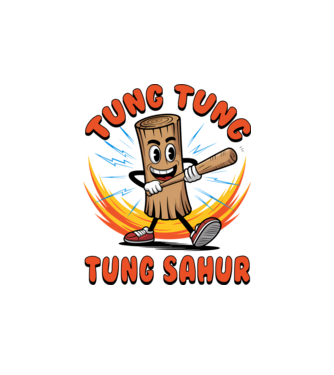 Tung Tung Tung Sahur drăguț model alb pe tricou