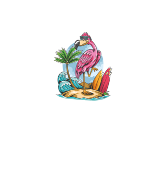 Surfer flamingo model negru pe tricou