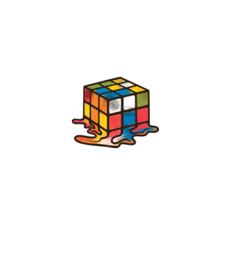 Melted Rubik model negru pe tricou