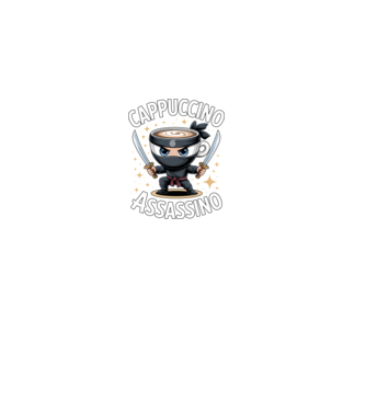 Cappuccino Assassino model negru pe tricou