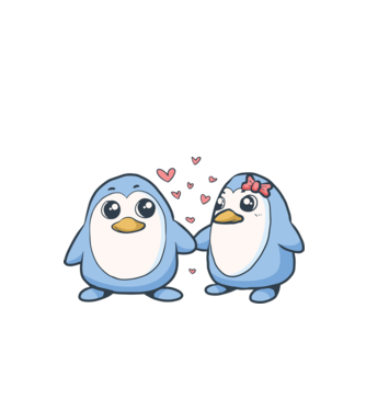 PINGUIN ÎNDRĂGOSTIT 2 model alb pe tricou