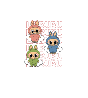 LABUBU model alb pe tricou