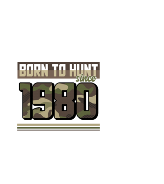 Born to hunt since 1980 model negru pe tricou