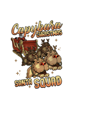 Capybara christmas santa squad model negru pe tricou