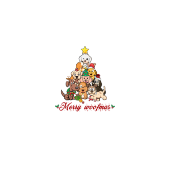 Merry woofmas model negru pe tricou