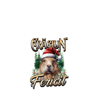 Capybara christmas model negru pe tricou