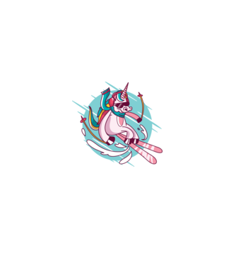 Unicorn ski model  pe tricou