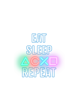 Eat sleep PS model negru pe tricou