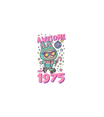 Awesome since 1975 - Labubu model negru pe tricou