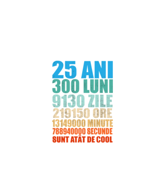De 25 ani - luni - zile - ore - minute - secunde - sunt atât de cool model negru pe tricou